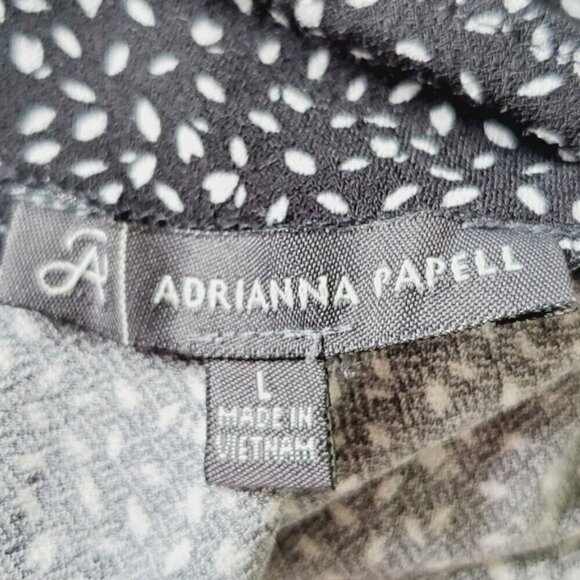 Adrianna Papell Wide Leg Jumpsuit Size L Stretch Black and White Print Spring - Picture 11 of 13